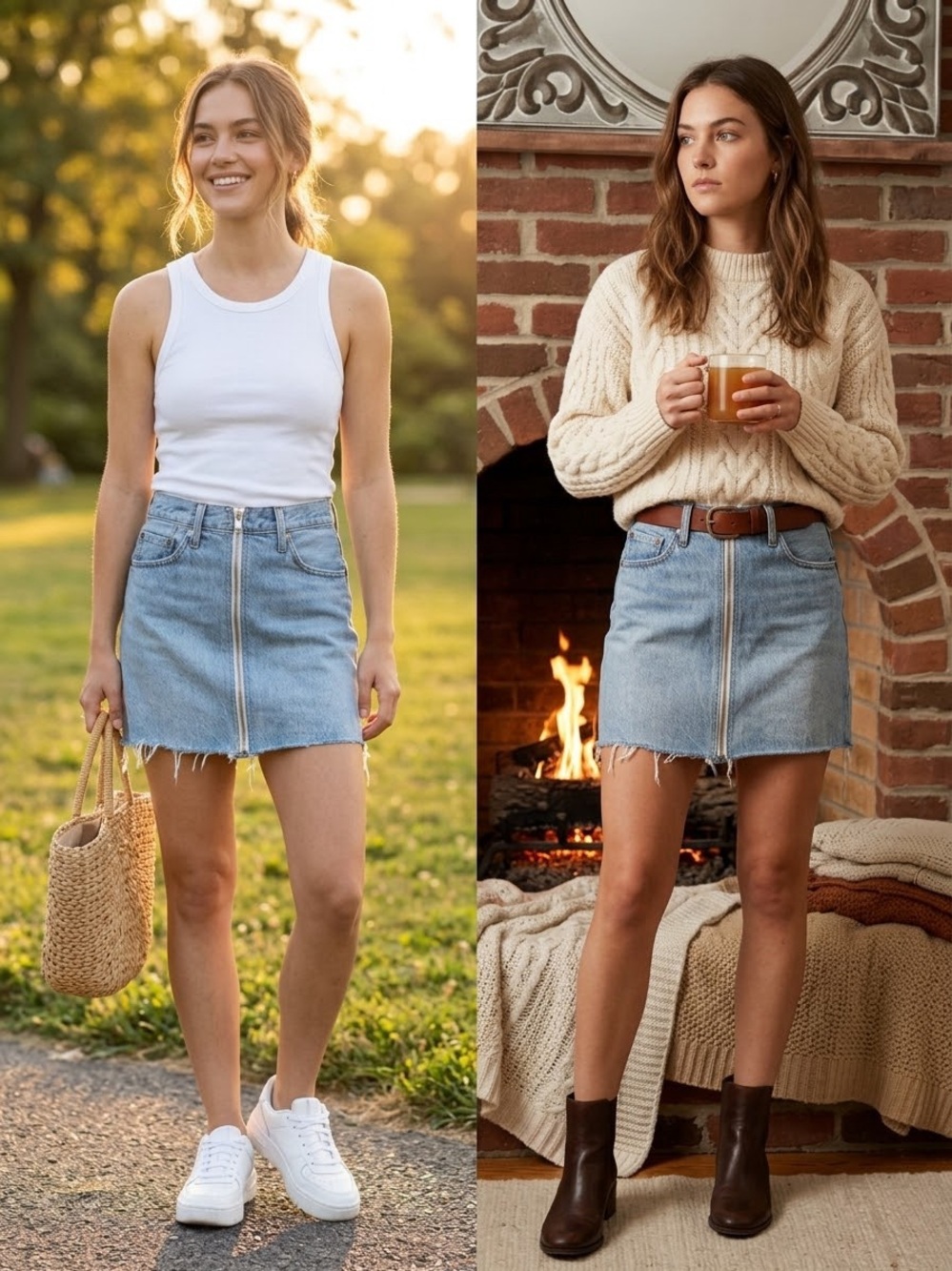 Levi’s Light Wash Denim Zip-Front Mini Skirt